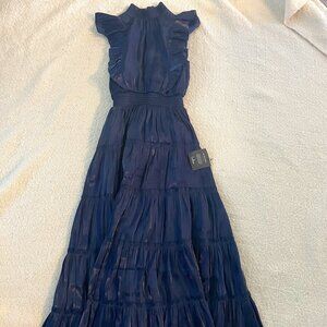 Navy Tiered Midi Dress
